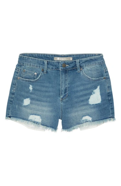 Tractr Kids' Brittany Frayed Denim Shorts In Indigo