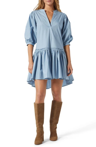 Joie Courtrine Cotton-taffeta Mini Dress In Blue