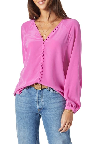 Joie Shariana Long Sleeve Silk Top In Purple