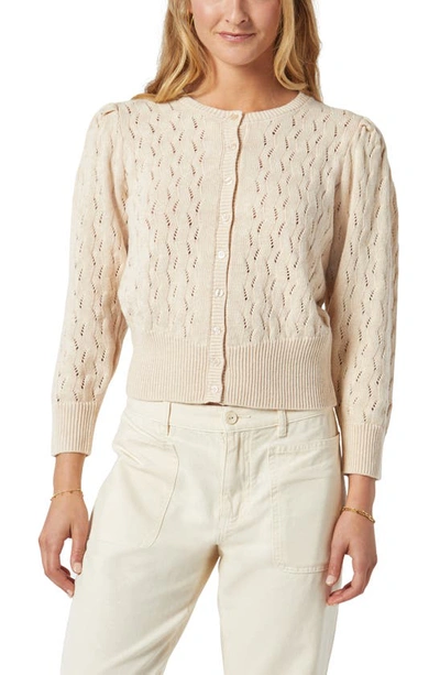 Joie Wilsale Pointelle Cotton & Linen Cardigan In Tan