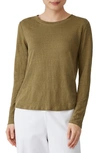 Eileen Fisher Organic Linen Long Sleeve T-shirt In Tarragon