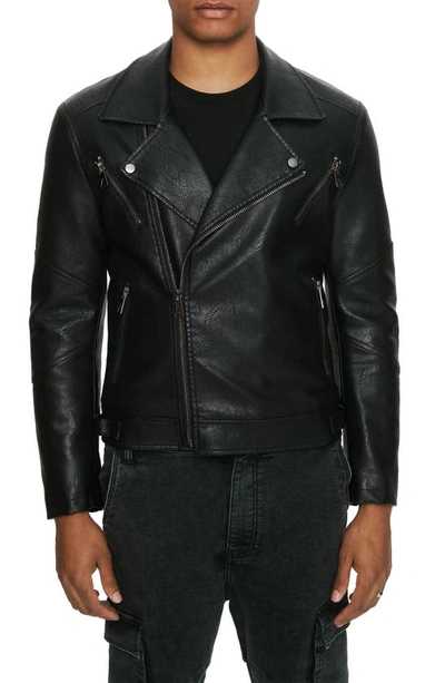 Elevenparis Faux Leather Moto Jacket In Jet Black