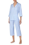 Lauren Ralph Lauren Knit Crop Cotton Pajamas In Pastel Blue