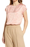 Halogen Cap Sleeve Satin Blouse In Pink Fluid Lines