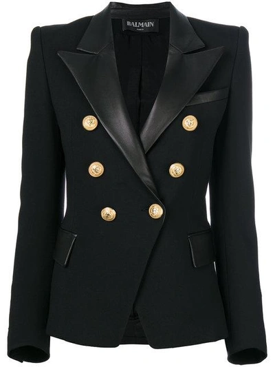 Balmain Button Embellished Blazer In Black