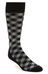 Nordstrom Cushion Foot Dress Socks In Black- Grey Check
