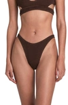 Bound By Bond-eye The Scene High Leg Ribbed Bikini Bottoms In Chocolate