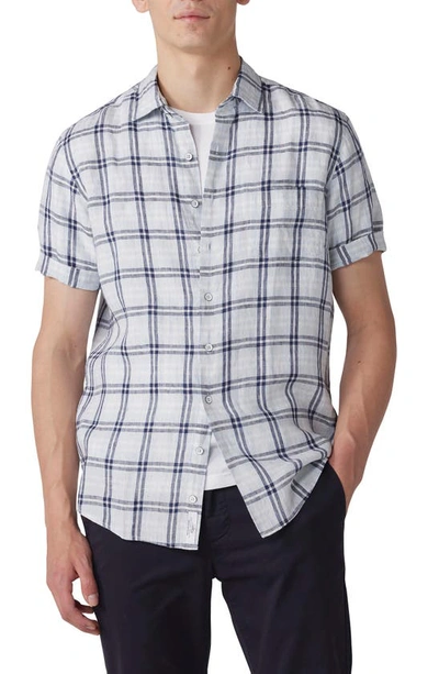 Rodd & Gunn Harwich Plaid Short Sleeve Linen Button-up Shirt In Chambray