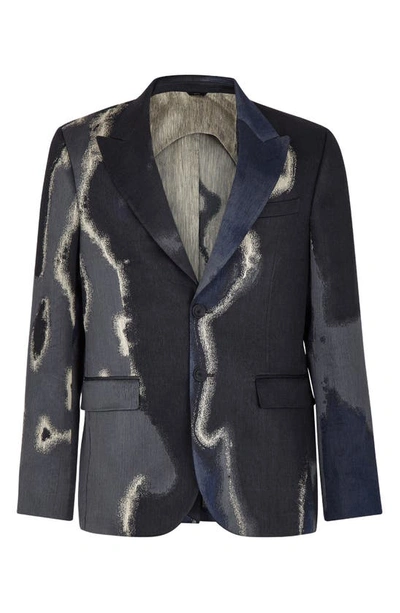 Fendi Tie-dyed Linen, Cotton And Silk-blend Blazer In Gray