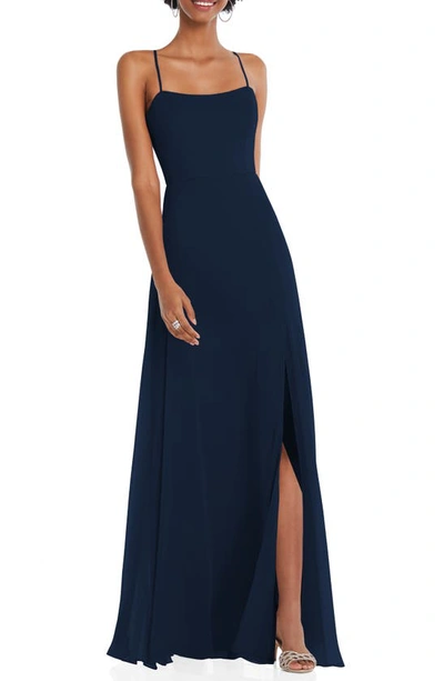 After Six Convertible Tie Evening Gown In Midnight Navy