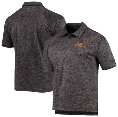 Colosseum Men's  Heathered Black Minnesota Golden Gophers Down Swing Raglan Polo Shirt