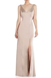 After Six Draped Cowl-back Sleeveless Gown In Pink