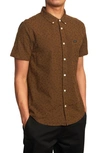 Rvca That'll Do Dobby Short Sleeve Button-down Shirt In Tobacco