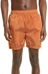 Stone Island Econyl® Nylon Swim Trunks In Orange