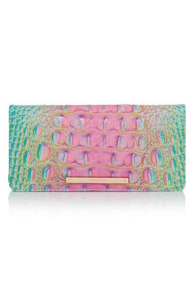 Brahmin 'ady' Croc Embossed Continental Wallet In Cotton Candy