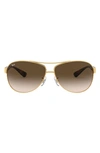 Ray Ban 'bubble Wrap' 63mm Aviator Sunglasses In Gold/ Brown Gradient
