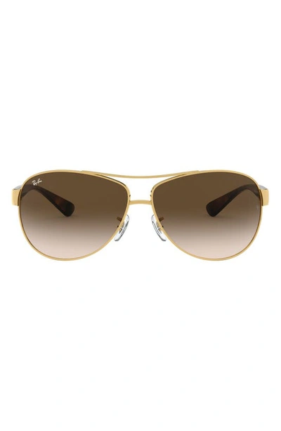 Ray Ban 'bubble Wrap' 63mm Aviator Sunglasses In Gold/ Brown Gradient