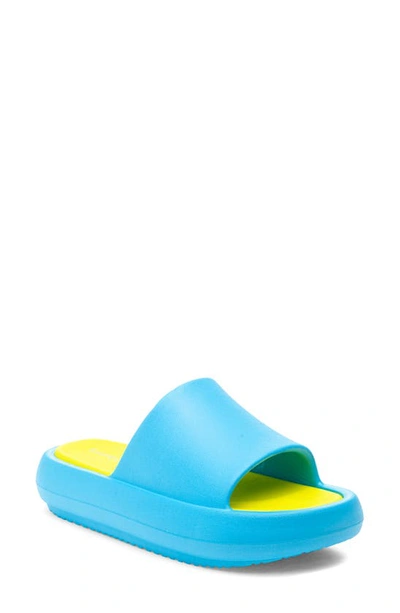 Beach Slides Squish Slide Sandal In Turq/ Yellow Eva