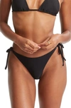 Billabong Sol Searcher Side Tie Bikini Bottoms In Black Pebble