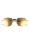 Bottega Veneta 53mm Phantos Sunglasses In Gold/ Yellow