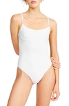 Billabong Sea Through Me Tan Lines High Cut One-piece Swimsuit In White