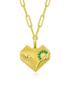 Lafonn Healing Courage Heart Pendant Necklace In Green