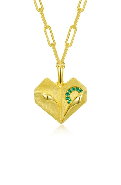 Lafonn Healing Courage Heart Pendant Necklace In Green