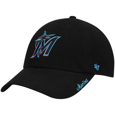 47 ' Black Miami Marlins Team Miata Clean Up Adjustable Hat