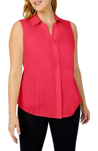 Foxcroft Taylor Sleeveless Button-up Shirt In Watermelon