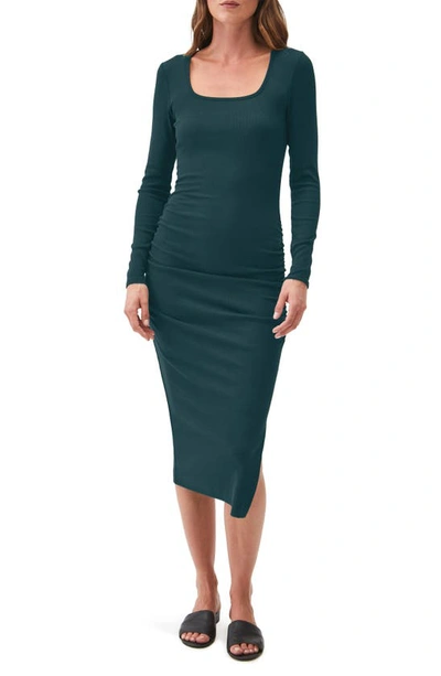 Michael Stars Natalie Long Sleeve Body-con Midi Dress In Everglades