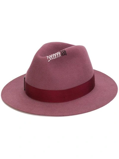 Borsalino Bow Appliqué Hat In Pink