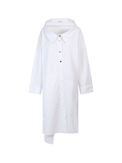 Krizia Cotton Dress With Asymmetric Neckline - Atterley In White