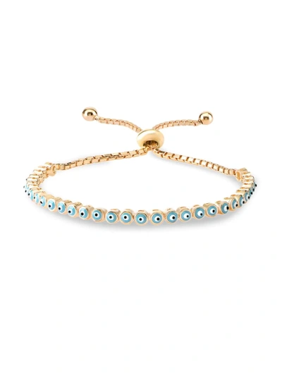 Gabi Rielle Women s 14k Gold Vermeil Blue Enamel Evil Eye Slider