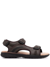 Geox Spherica Ec5 Leather Sandals In Coffee