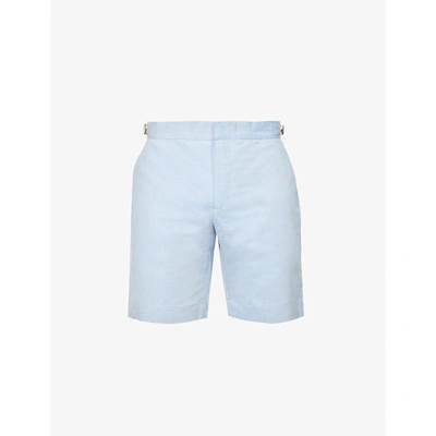 Orlebar Brown Harrop Straight-leg Linen And Cotton-blend Shorts In Light Blue