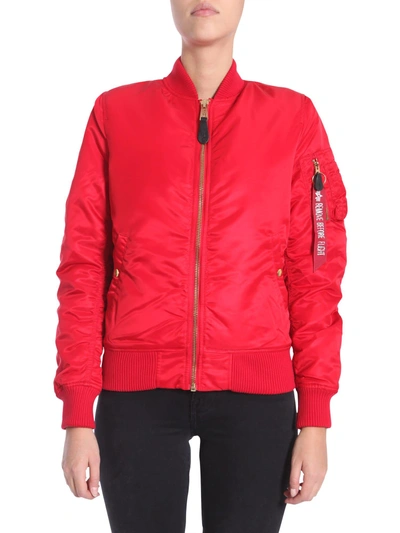 Alpha Industries Nylon Bomber Jacket In Red