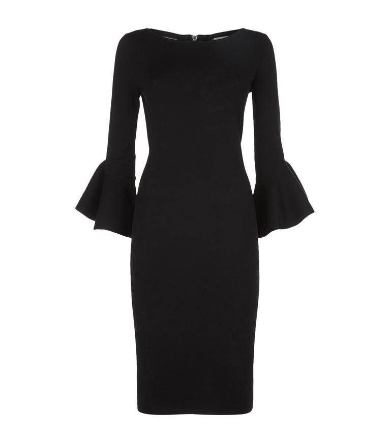 Milly Contrast Draped Sleeve Dress In Black | ModeSens
