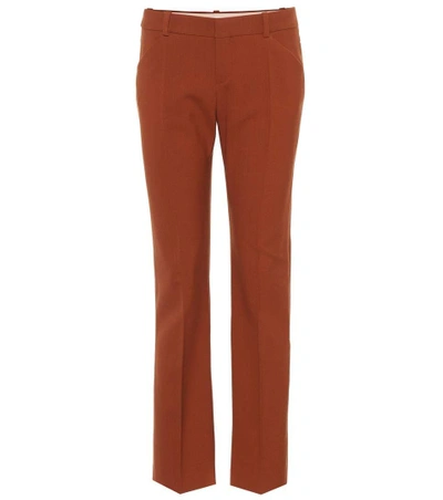 Chloé Cropped Wool Trousers In Brown