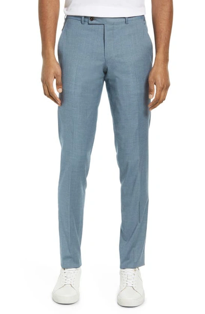 Ted Baker Jerome Solid Stretch Wool Blend Dress Pants In Blue