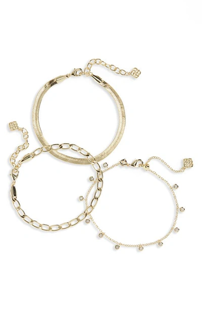 Kendra Scott Kassie Set Of 3 Chain Bracelets In Gold Metal