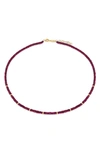 Ef Collection Birthstone Beaded Necklace In 14k Yellow Gold/ Ruby