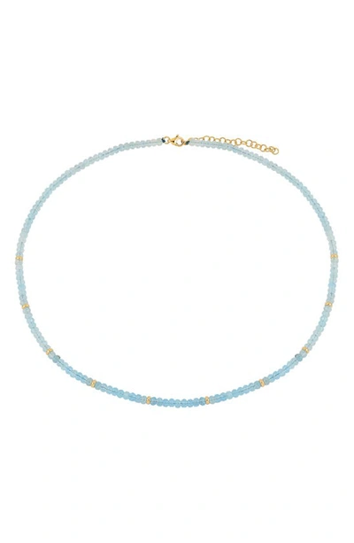 Ef Collection 14k Aquamarine Birthstone Necklace In 14k Yellow Gold/ Aquamarine