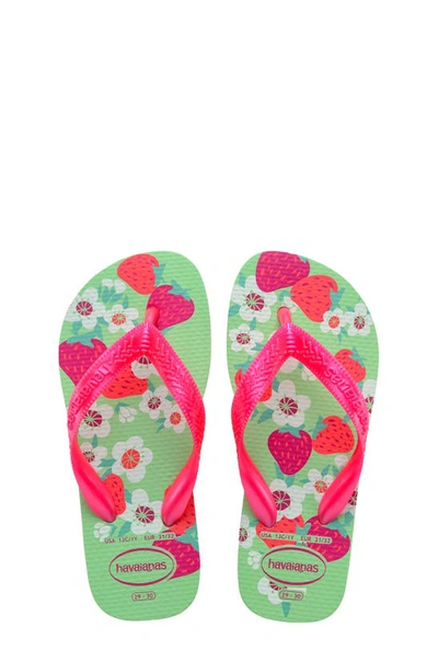 Havaianas 'flores' Flip Flop In Green Garden