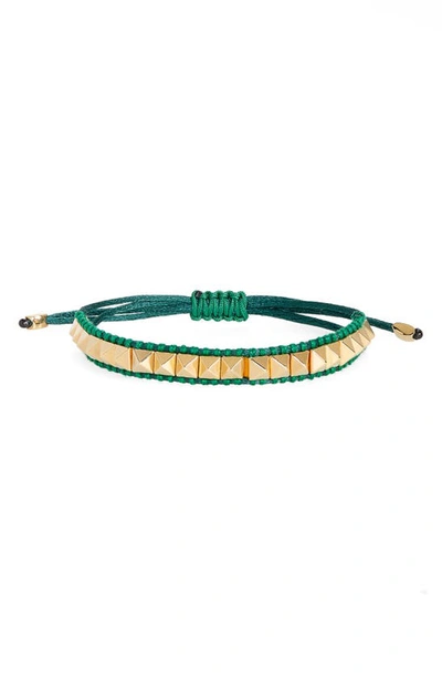 Valentino Garavani Rockstud Cord Bracelet In Jungle