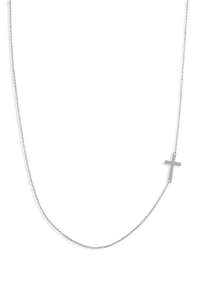 Bony Levy Sideways 14k Gold Cross Pendant Necklace In 14k White Gold