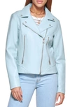 Levi's Faux Leather Moto Jacket In Dusty Blue