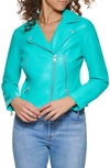 Levi's Faux Leather Moto Jacket In Ceramic Teal