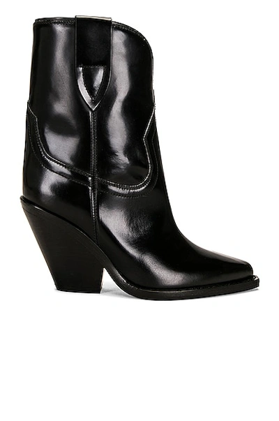 Isabel Marant Leyane Texan Ankle Boots In Black Leather