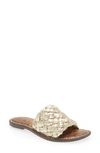 Sam Edelman Griffin Woven Slide Sandal - Medium In Jute Leather In Gold