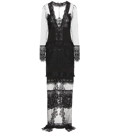 Tom Ford Macramé Lace And Tulle Dress In Black